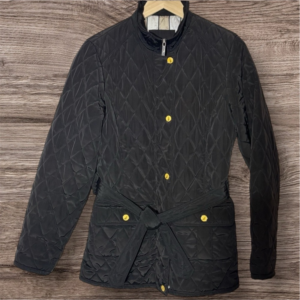 Black QUILTED Jacket – Early 2000s Y2K -Medium-Equestrian English Country Side